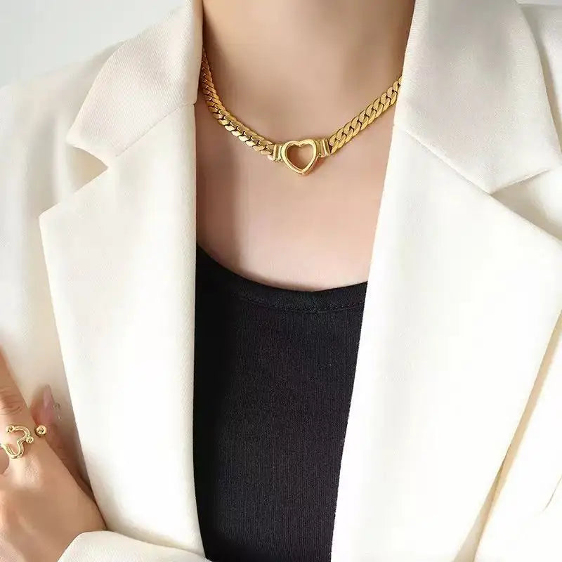 Golden Heart Chain Necklace