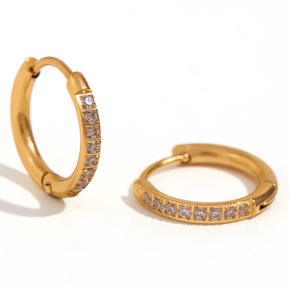 Golden Crystal Hoop Earrings