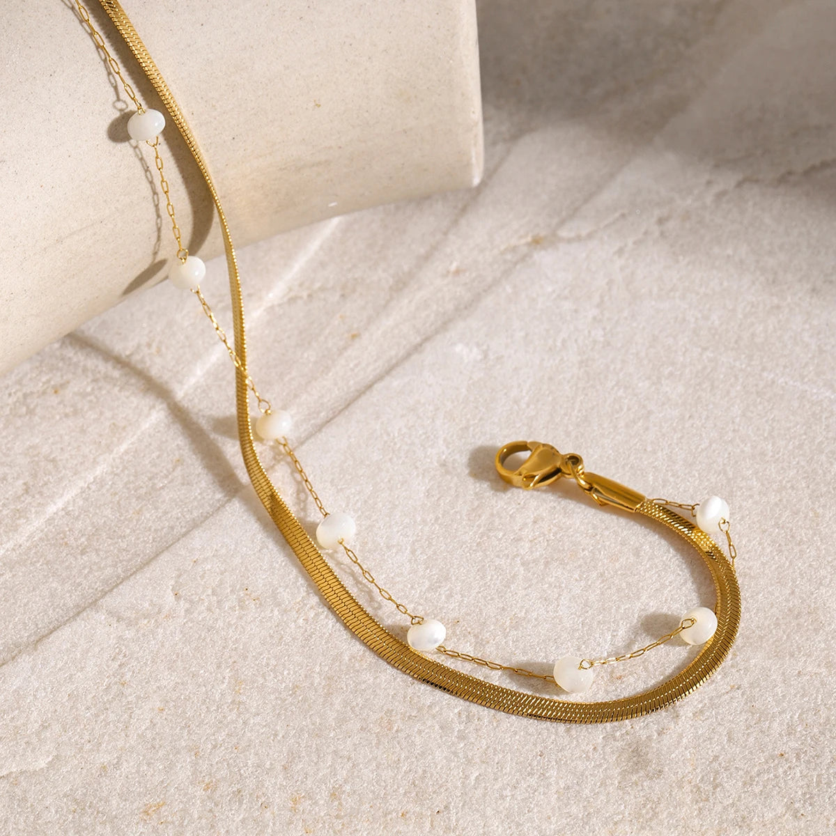 18K Gold Plated Freshwater Pearl Anklet