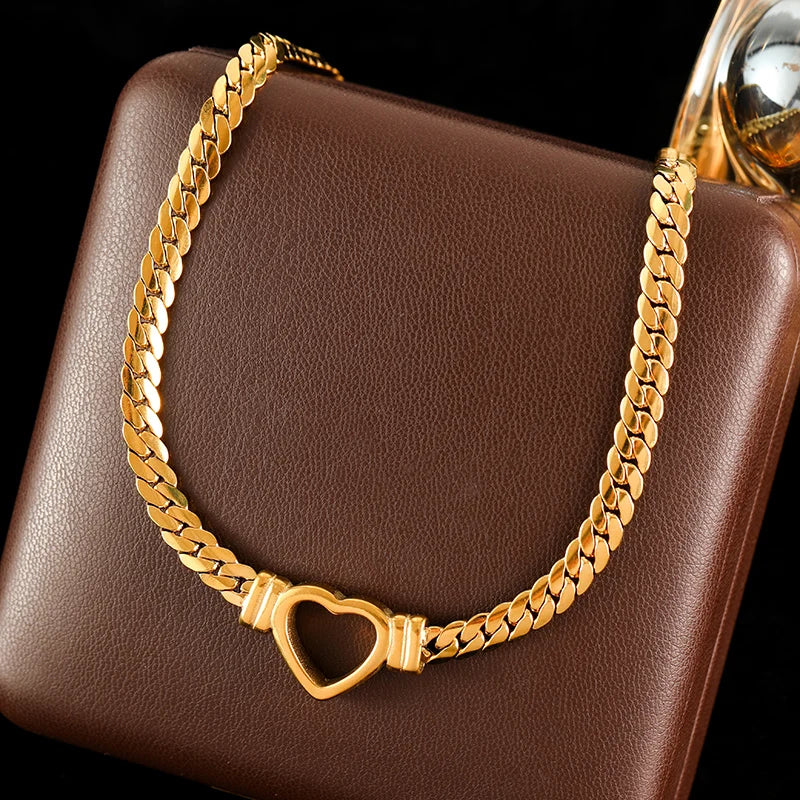Golden Heart Chain Necklace