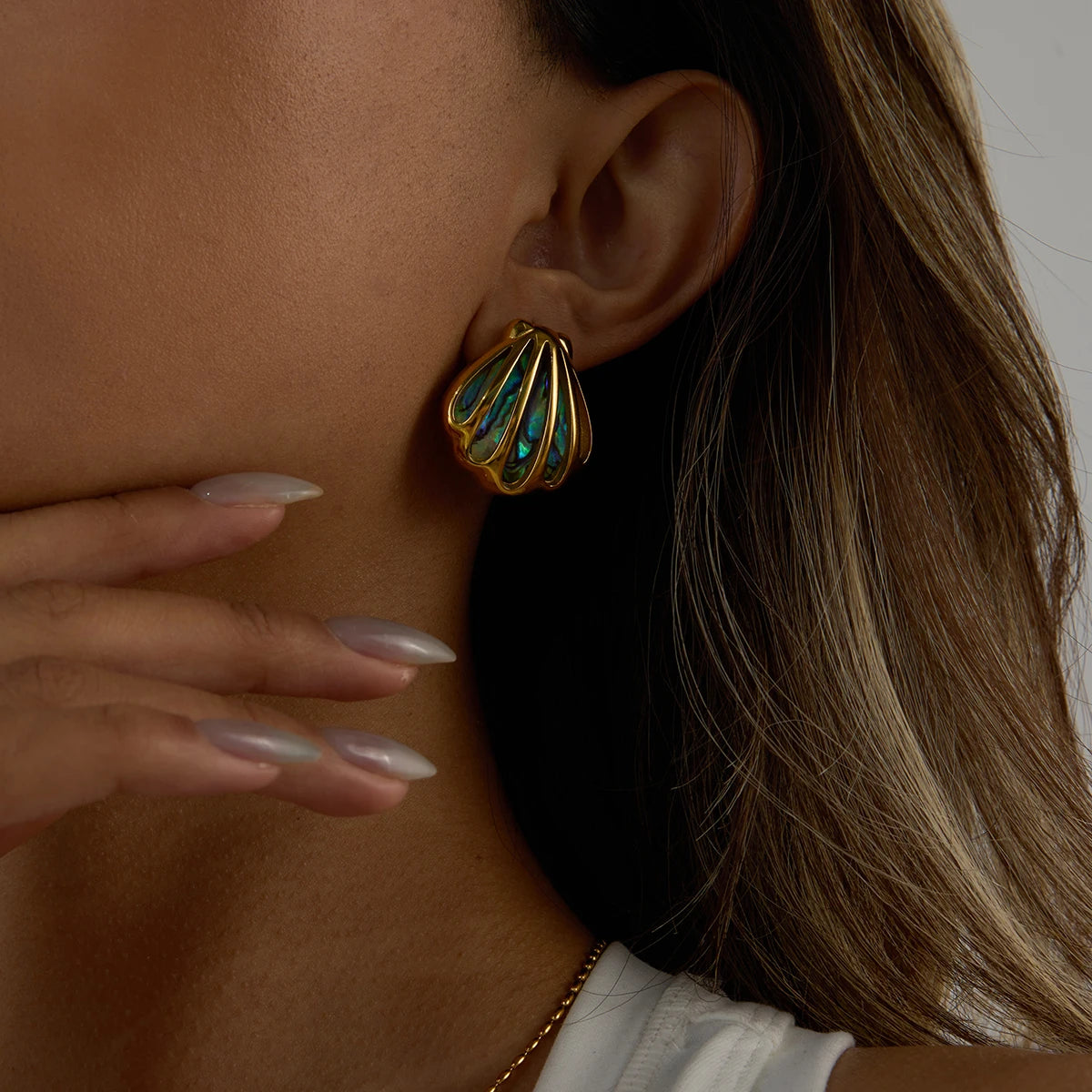 Golden Seashell Stud Earrings
