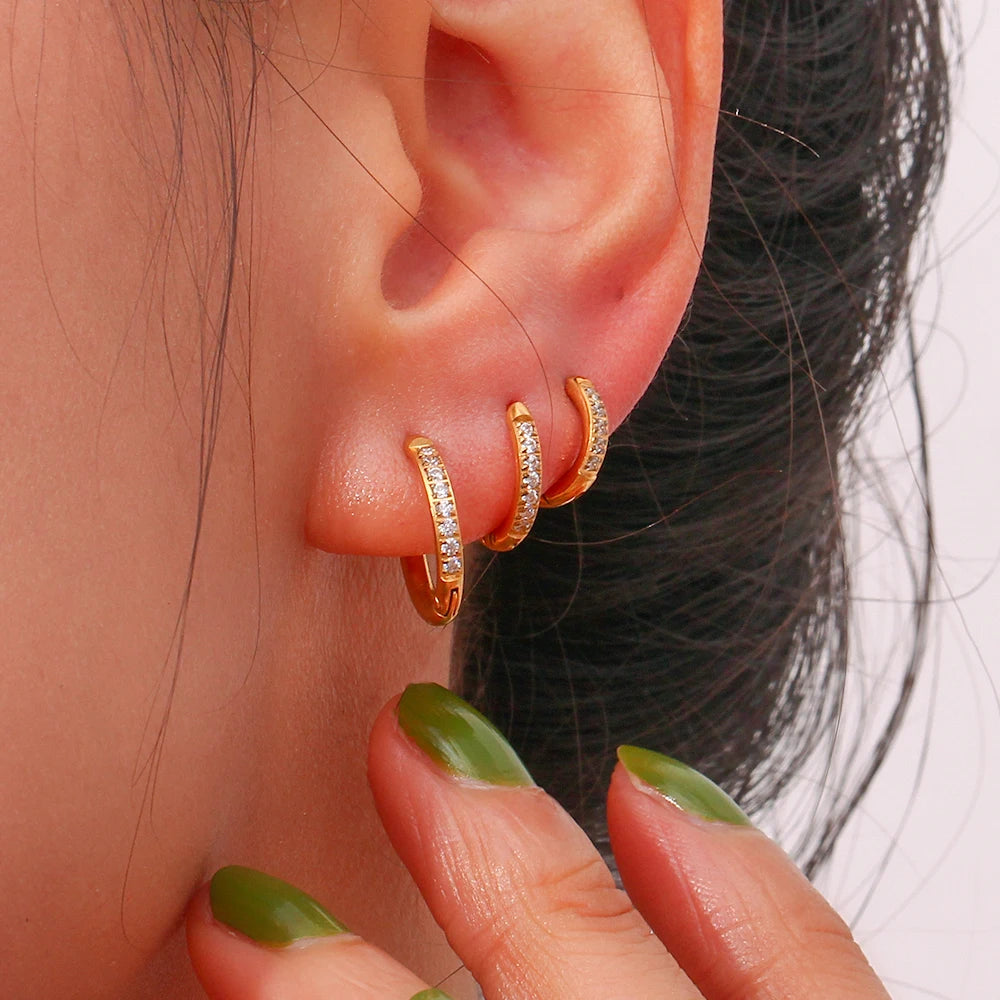Golden Crystal Hoop Earrings