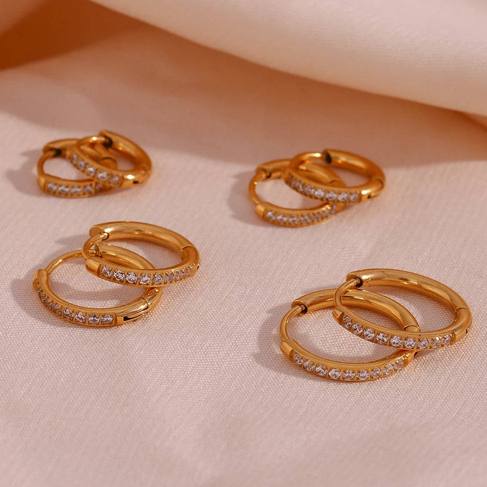 Golden Crystal Hoop Earrings