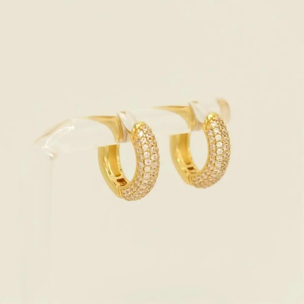 Sparkle in Style – Hypoallergenic Gold Pave Hoops