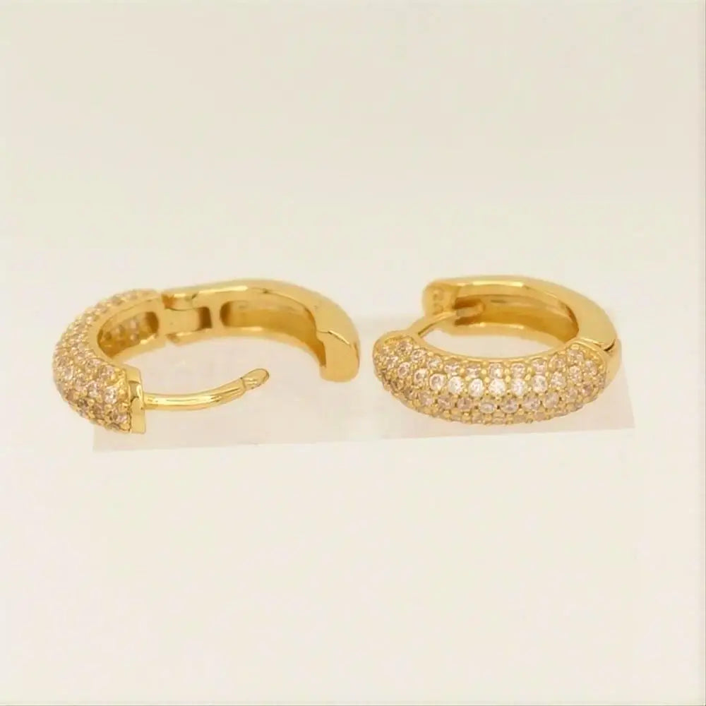 Sparkle in Style – Hypoallergenic Gold Pave Hoops