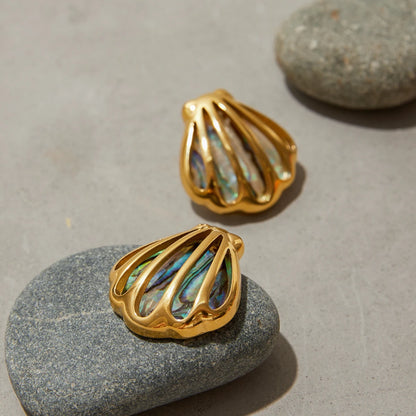 Golden Seashell Stud Earrings