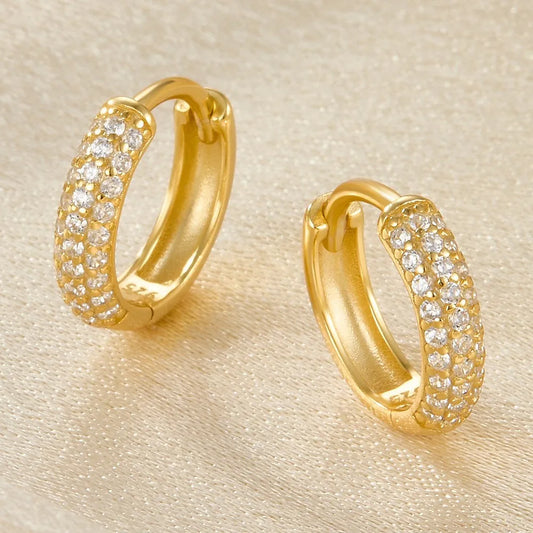 Sparkle in Style – Hypoallergenic Gold Pave Hoops