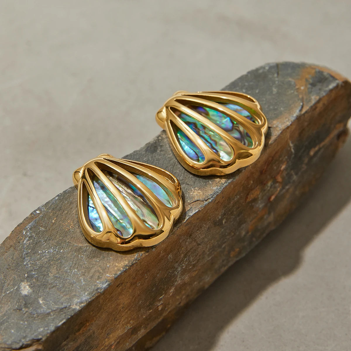 Golden Seashell Stud Earrings