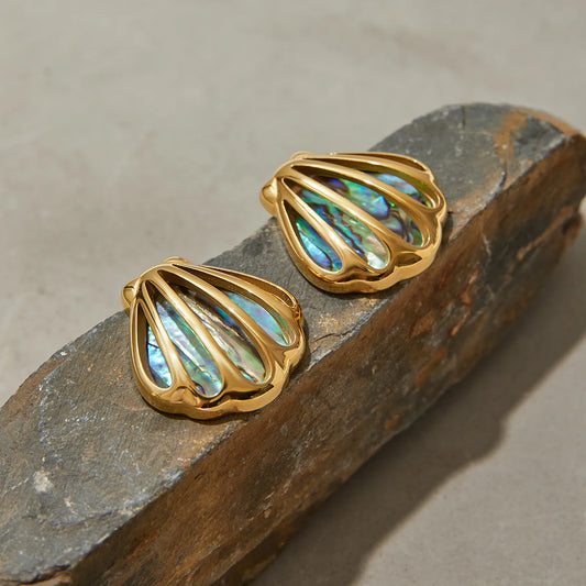 Golden Seashell Stud Earrings