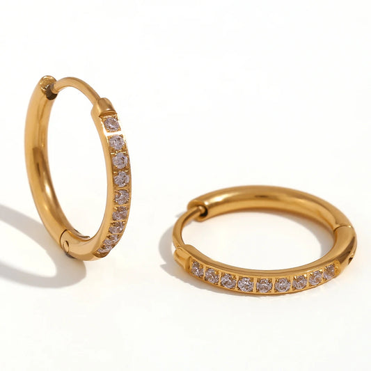Golden Crystal Hoop Earrings
