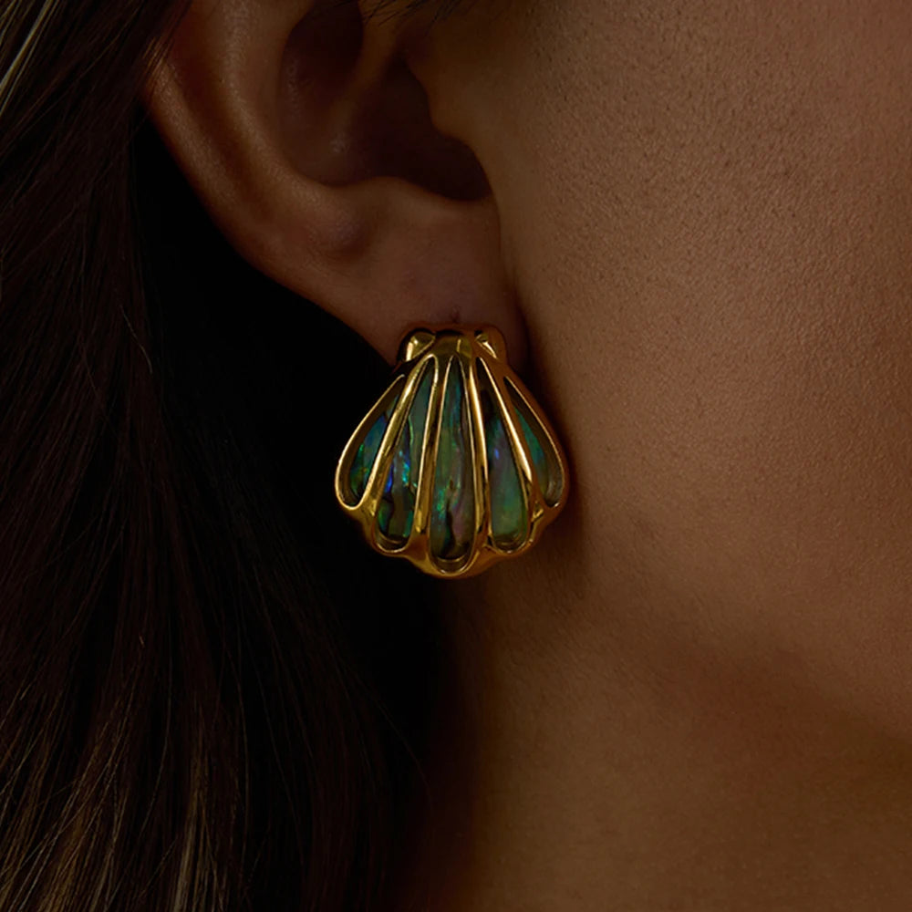 Golden Seashell Stud Earrings
