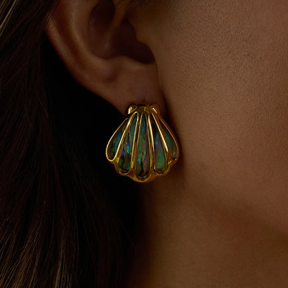 Golden Seashell Stud Earrings