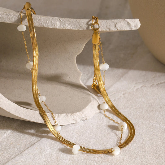 18K Gold Plated Freshwater Pearl Anklet