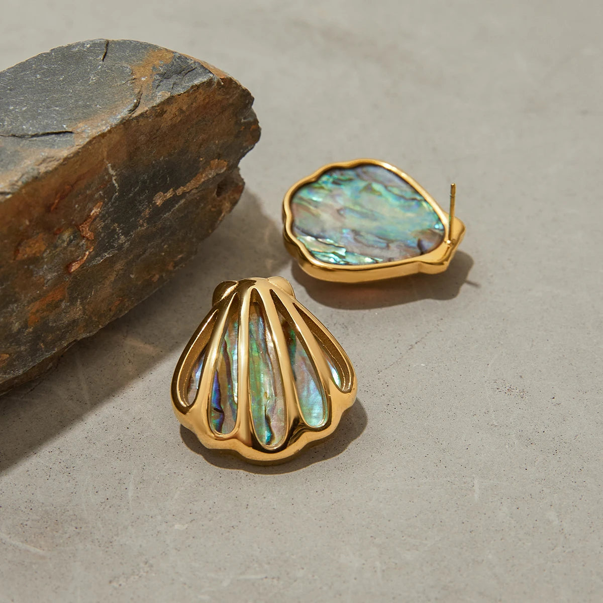 Golden Seashell Stud Earrings