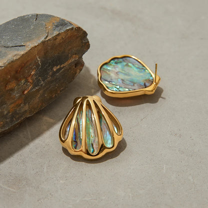 Golden Seashell Stud Earrings