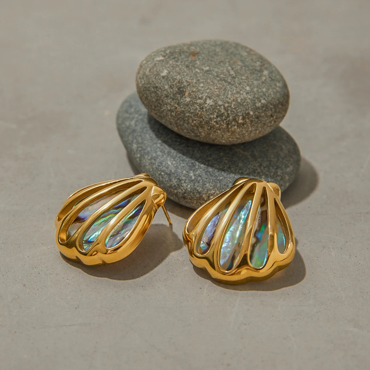 Golden Seashell Stud Earrings
