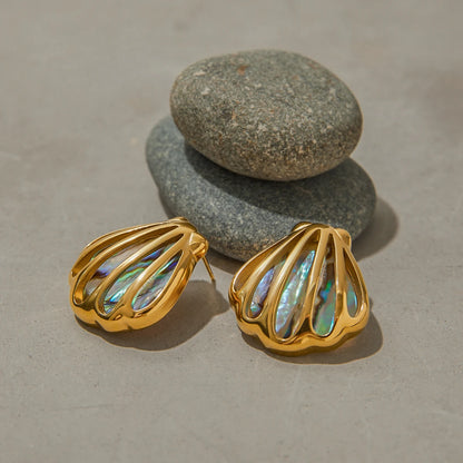 Golden Seashell Stud Earrings
