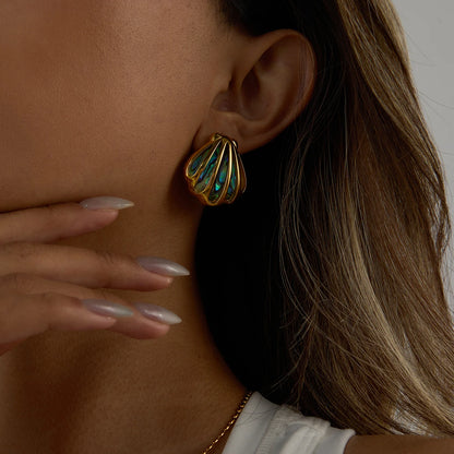 Golden Seashell Stud Earrings