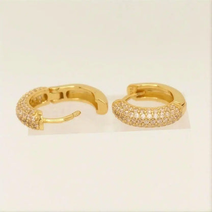 Sparkle in Style – Hypoallergenic Gold Pave Hoops